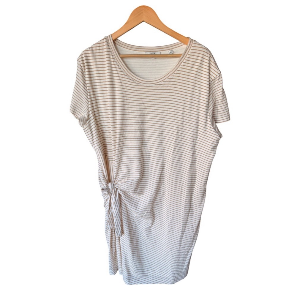 Striped White and Gray Women's Top